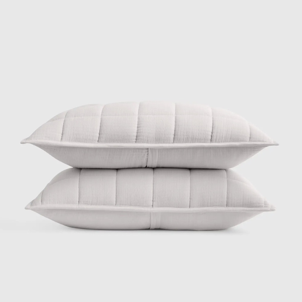 NWT Organic Airy Gauze Box Quilt King Sham Set